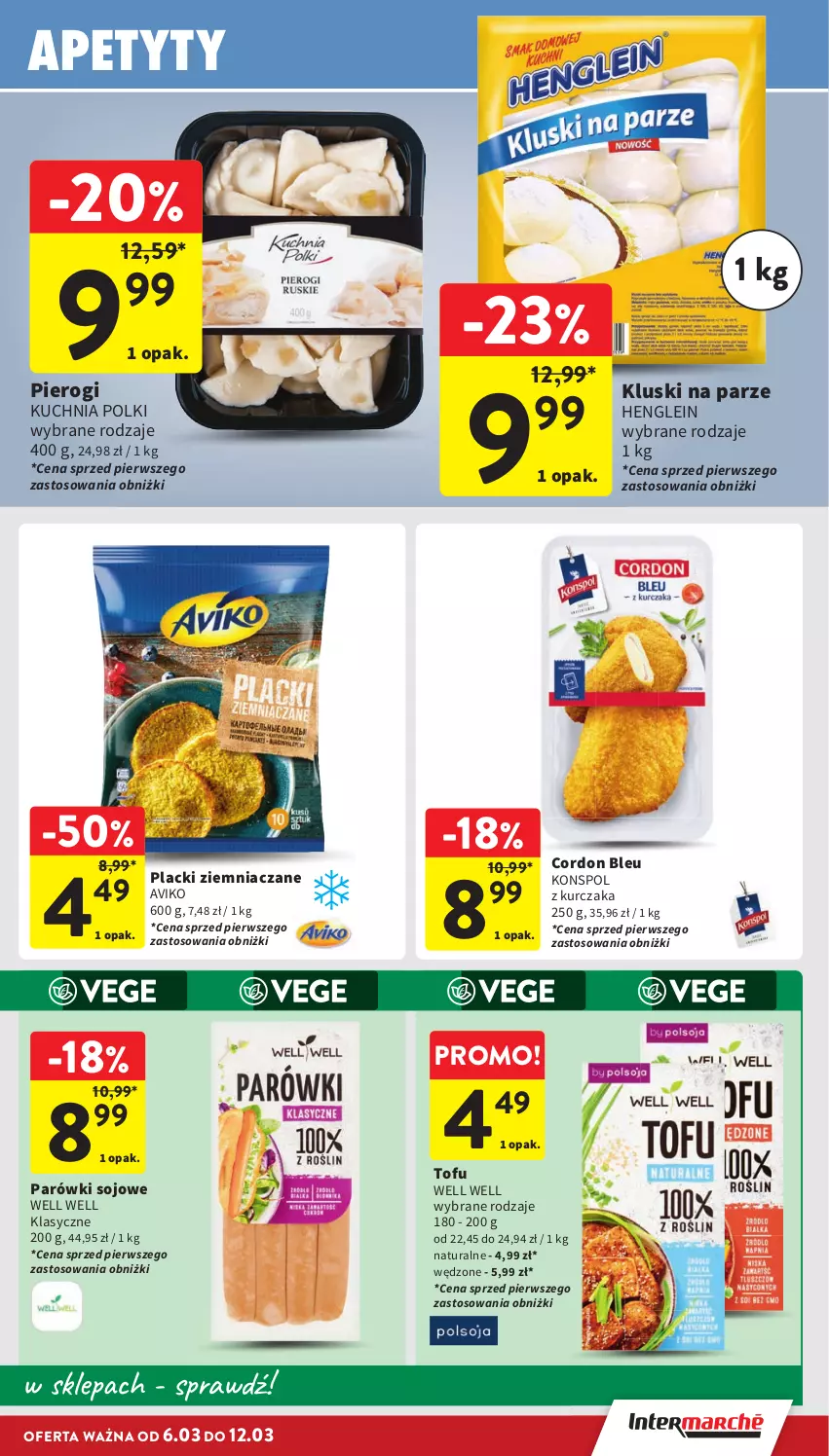 Gazetka promocyjna Intermarche - Gazetka Intermarche - ważna 06.03 do 12.03.2025 - strona 19 - produkty: Cordon Bleu, Kluski na parze, Kuchnia, Kurczak, Lack, Parówki, Pierogi, Tofu