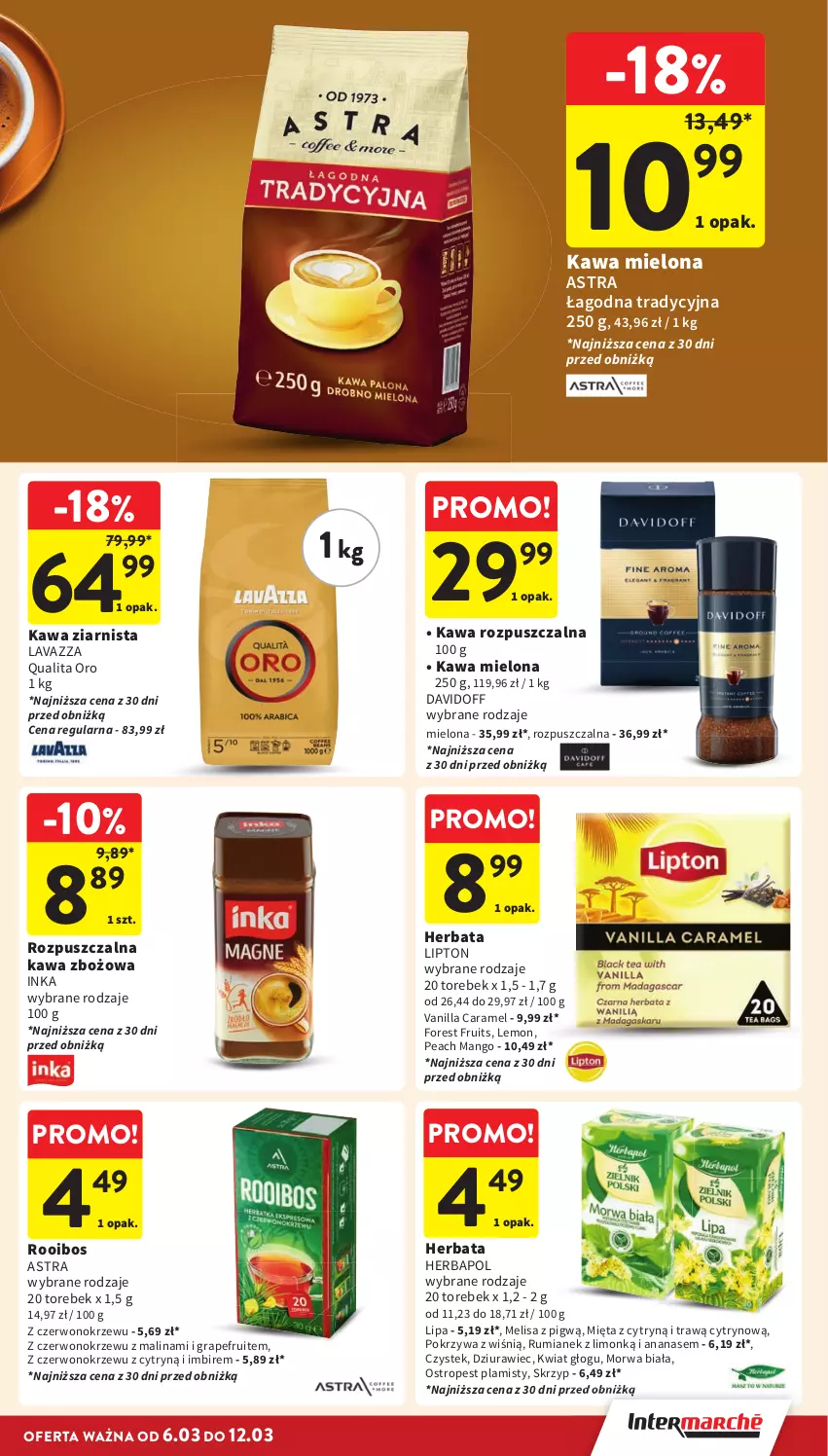 Gazetka promocyjna Intermarche - Gazetka Intermarche - ważna 06.03 do 12.03.2025 - strona 27 - produkty: Ananas, Davidoff, Gra, Herbapol, Herbata, Imbir, Inka, Kawa, Kawa mielona, Kawa rozpuszczalna, Kawa zbożowa, Kawa ziarnista, Lavazza, Lipton, Mango, Mięta, Ostropes, Rum, Stek