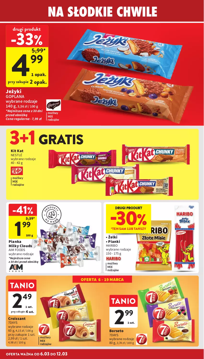 Gazetka promocyjna Intermarche - Gazetka Intermarche - ważna 06.03 do 12.03.2025 - strona 28 - produkty: Croissant, Goplana, Gra, Haribo, Jeżyki, Kit Kat, LANA, Nestlé