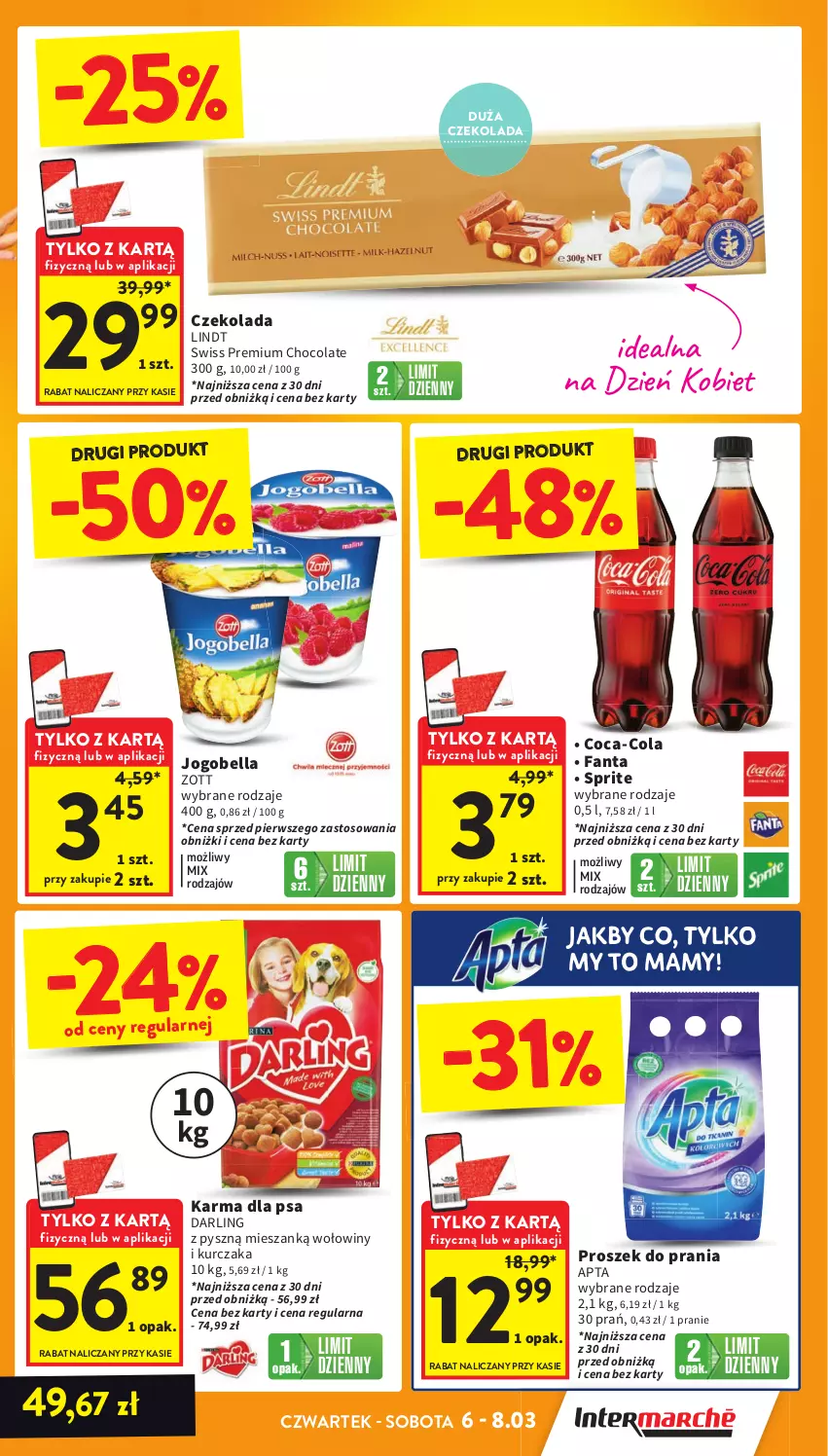 Gazetka promocyjna Intermarche - Gazetka Intermarche - ważna 06.03 do 12.03.2025 - strona 3 - produkty: Bell, Bella, Coca-Cola, Czekolada, Fa, Fanta, Jogobella, Kurczak, Lindt, Proszek do prania, Sprite, Zott