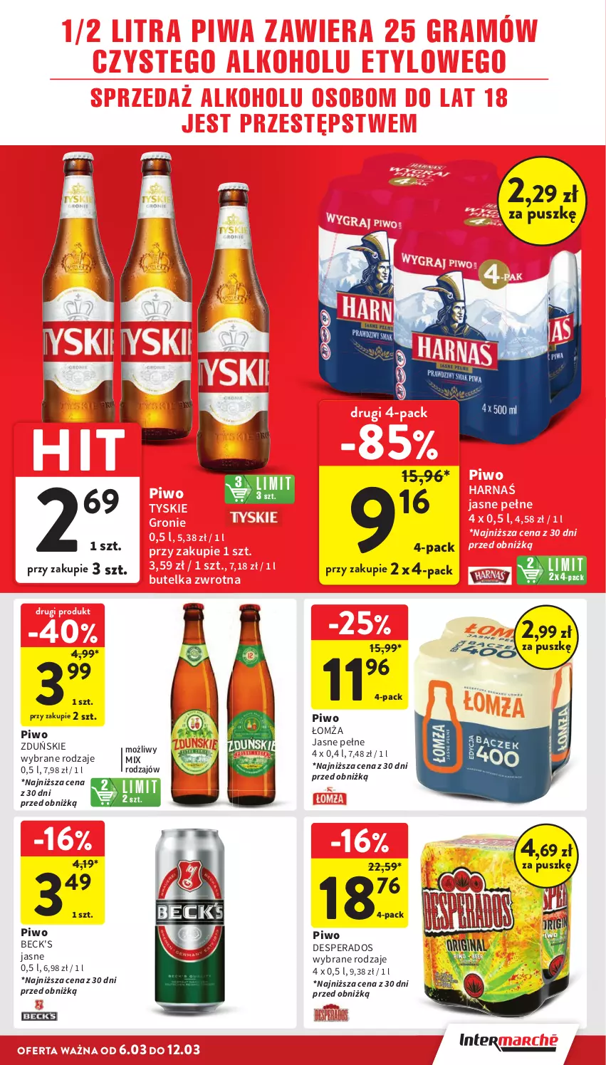 Gazetka promocyjna Intermarche - Gazetka Intermarche - ważna 06.03 do 12.03.2025 - strona 31 - produkty: Desperados, Gra, Harnaś, Piwa, Piwo, Tyskie