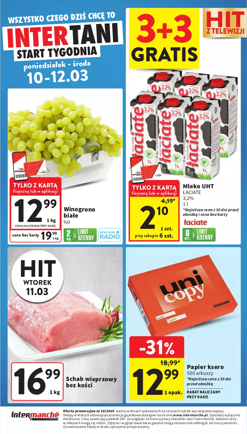 Gazetka promocyjna Intermarche - Gazetka Intermarche - ważna 06.03 do 12.03.2025 - strona 44 - produkty: Gra, Mleko, Papier, Schab wieprzowy, Ser, Wino