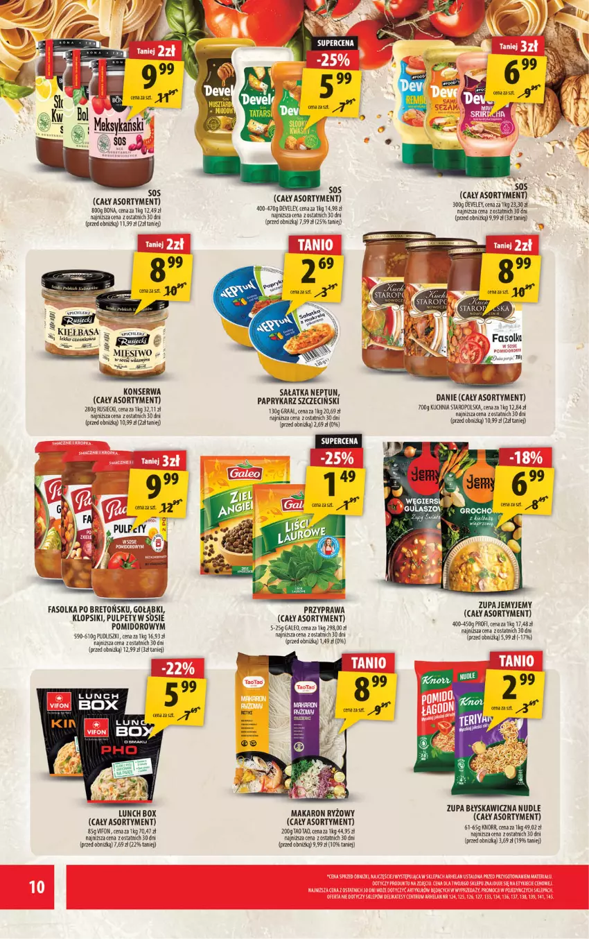 Gazetka promocyjna Arhelan - Gazetka - ważna 10.08 do 23.08.2026 - strona 10 - produkty: Fa, Gra, Graal, Kiełbasa, Klopsiki, Knorr, Makaron, Makaron ryżowy, Papryka, Paprykarz, Paprykarz szczeciński, Pulpety, Ryż, Sałat, Sałatka, Ser, Sos