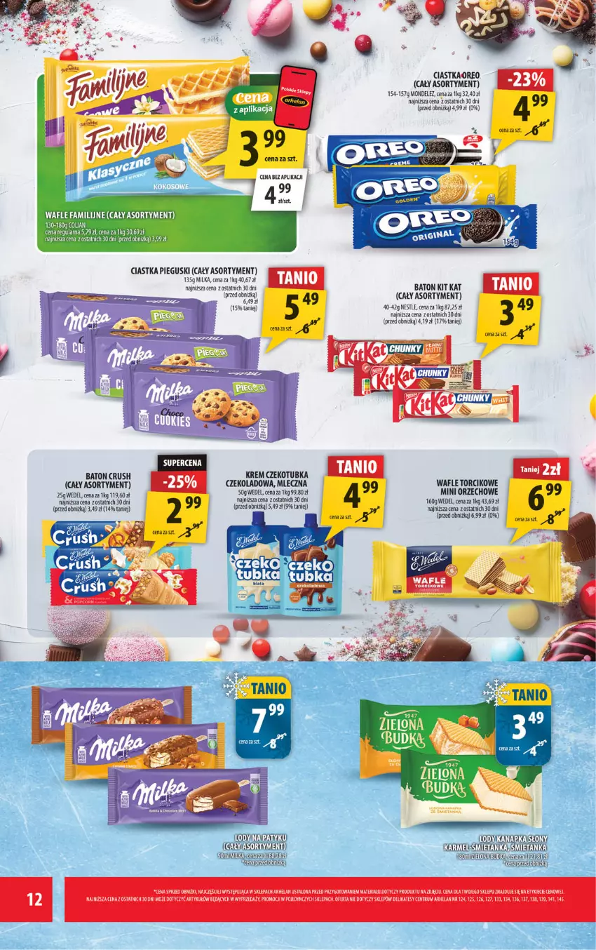 Gazetka promocyjna Arhelan - Gazetka - ważna 10.08 do 23.08.2026 - strona 12 - produkty: Baton, Ciastka, Kit Kat, Lody, Milka, Rum, Wafle