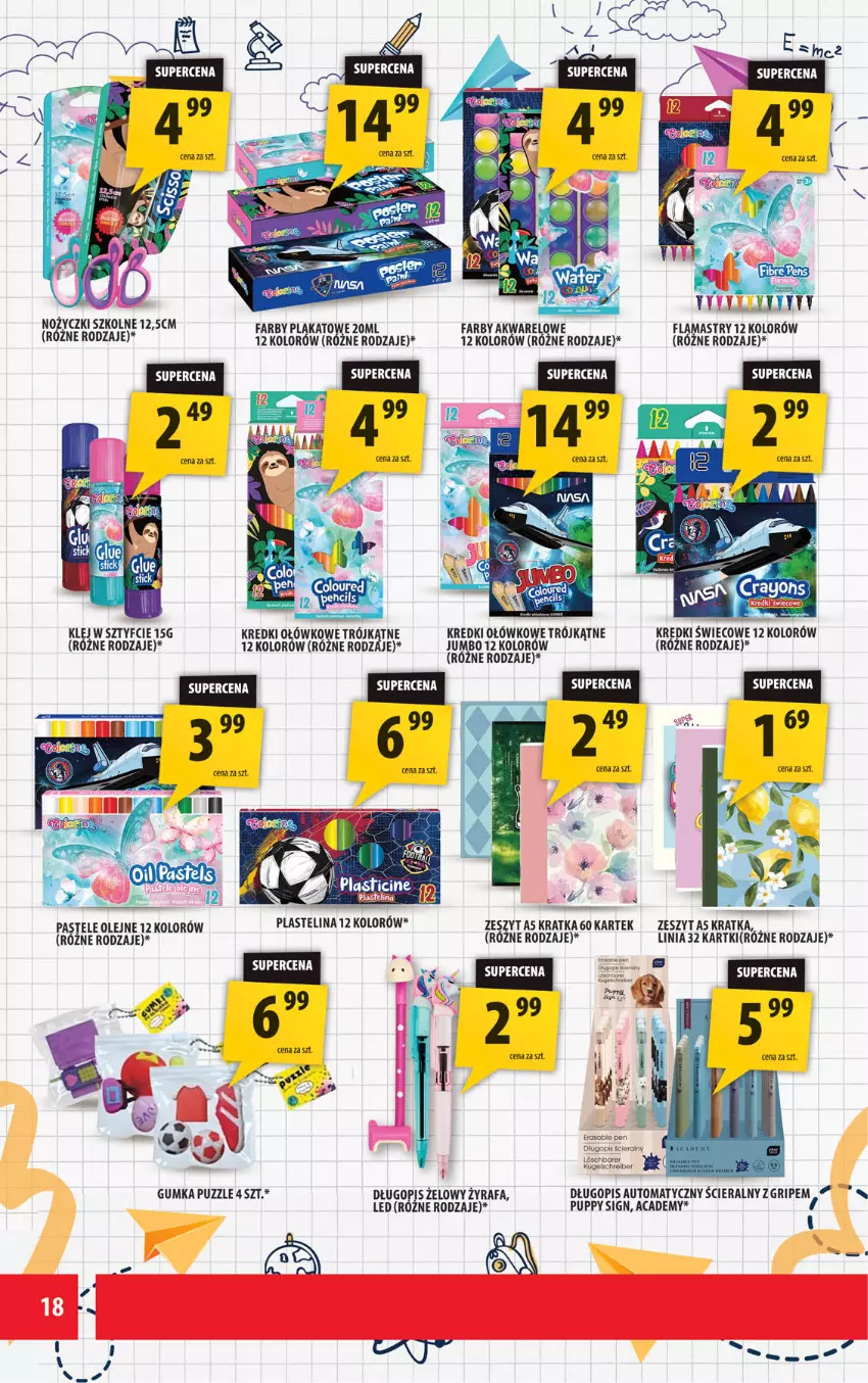 Gazetka promocyjna Arhelan - Gazetka - ważna 10.08 do 23.08.2026 - strona 18 - produkty: Długopis, Fa, Flamastry, Olej, Pastele olejne, Plastelina, Puzzle