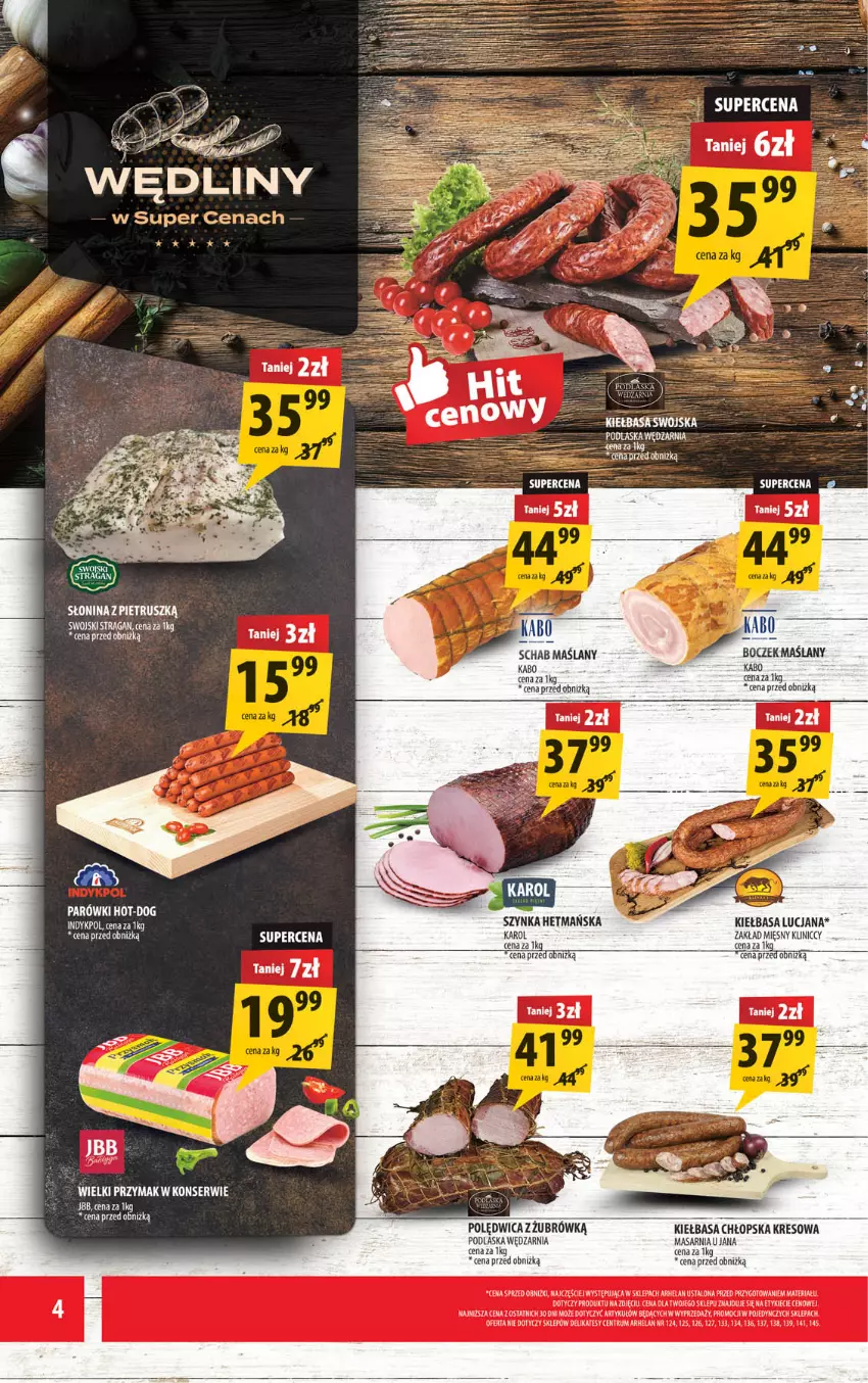 Gazetka promocyjna Arhelan - Gazetka - ważna 10.08 do 23.08.2026 - strona 4 - produkty: Boczek, Kiełbasa, Polędwica, Por, Rum, Ser, Szynka