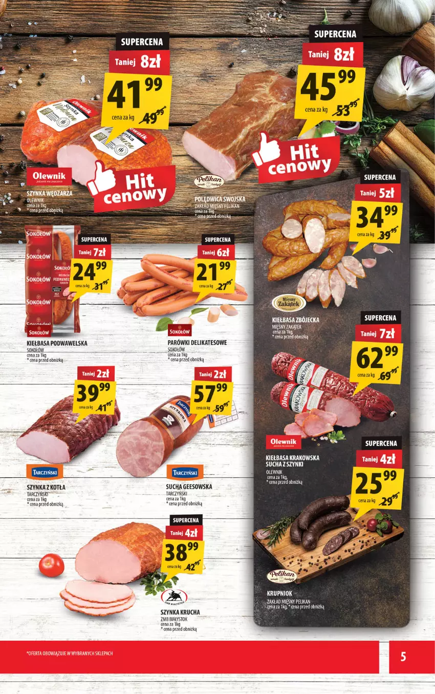 Gazetka promocyjna Arhelan - Gazetka - ważna 10.08 do 23.08.2026 - strona 5 - produkty: Kiełbasa, Kiełbasa krakowska, Kiełbasa podwawelska, Parówki, Sok, Sokołów, Szynka, Tarczyński, Wawel