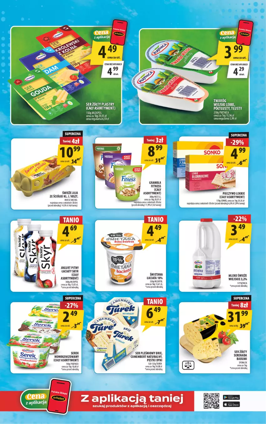 Gazetka promocyjna Arhelan - Gazetka - ważna 10.08 do 23.08.2026 - strona 7 - produkty: Brie, Camembert, Gra, Granola, Jaja, Jogurt, Mleko, Pestki dyni, Piątnica, Piec, Pieczywo, Ser, Ser pleśniowy, Serek, Sonko, Twaróg
