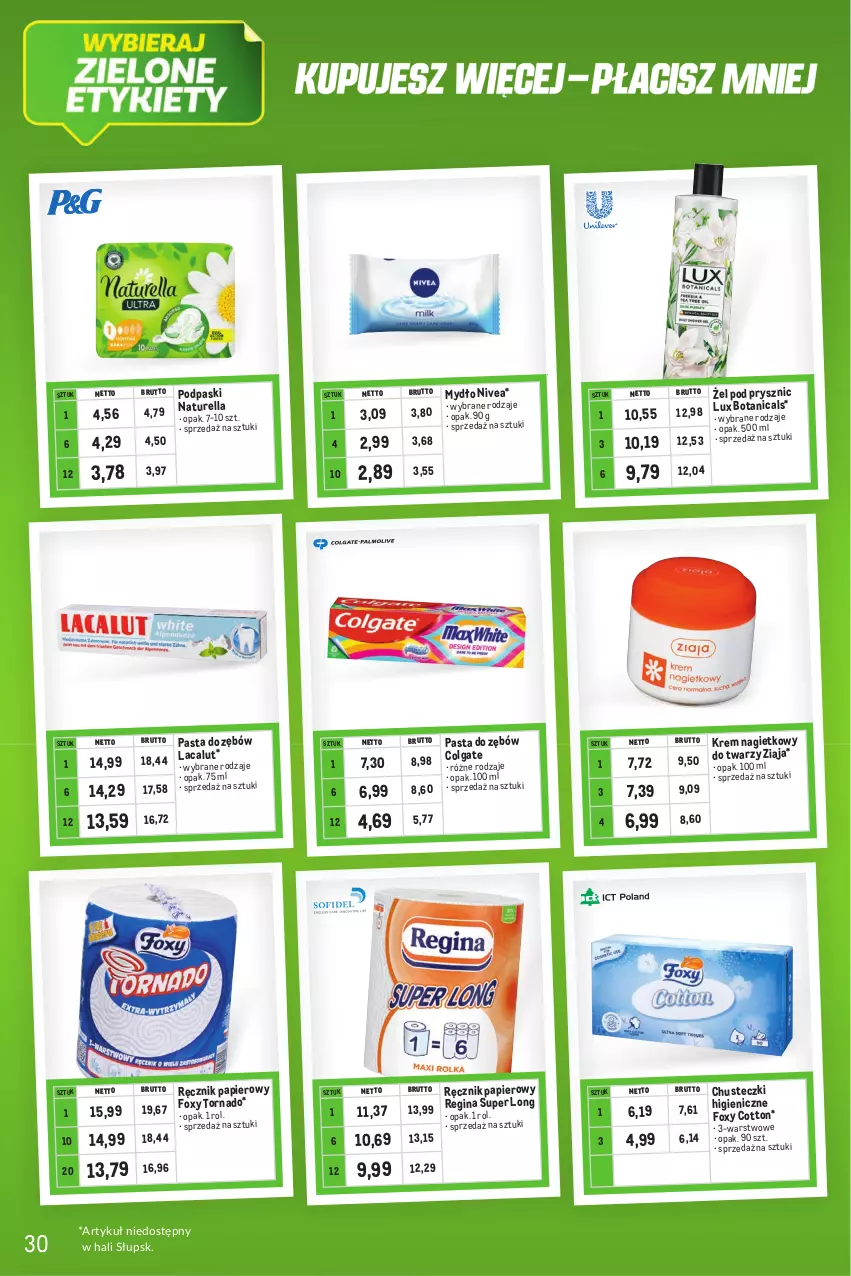 Gazetka promocyjna Makro - Kupujesz więcej płacisz mniej - oferta z alkoholem - ważna 02.05 do 31.05.2023 - strona 30 - produkty: Chusteczki, Colgate, Foxy, Gin, LG, Mydło, Naturell, Naturella, Nivea, Papier, Pasta do zębów, Podpaski, Ręcznik, Ziaja