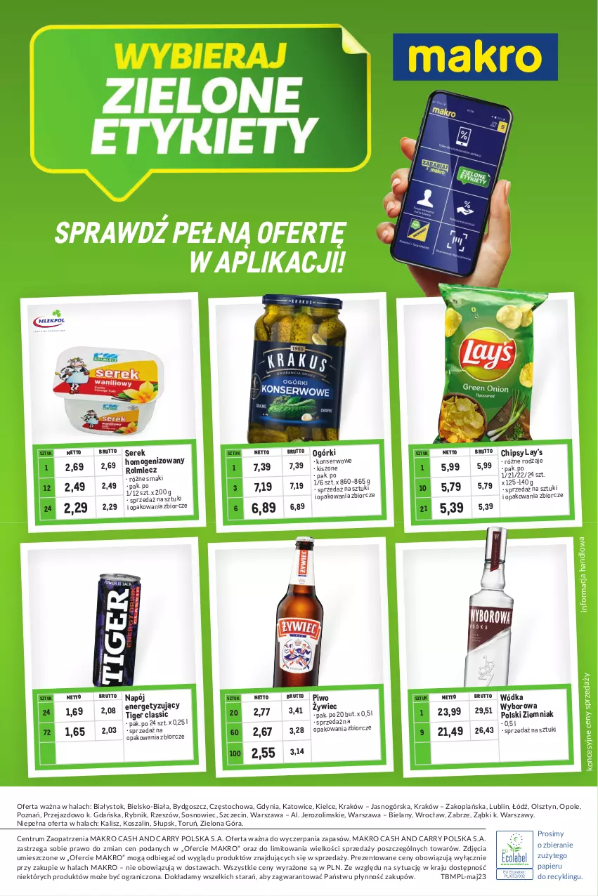 Gazetka promocyjna Makro - Kupujesz więcej płacisz mniej - oferta z alkoholem - ważna 02.05 do 31.05.2023 - strona 32 - produkty: Chipsy, Gra, Kosz, Lay’s, Napój, Papier, Piwo, Rolmlecz, Rum, Ser, Serek, Serek homogenizowany, Sos, Szal, Tiger, Wódka