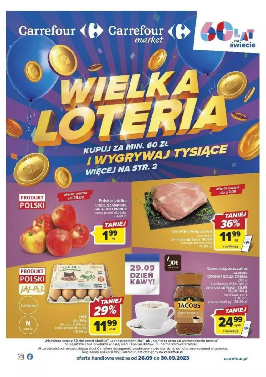 Gazetka promocyjna Carrefour - ważna 26.09 do 30.09.2023 - strona 1 - produkty: Fa, Jacobs, Kawa, Kawa rozpuszczalna, Szampion