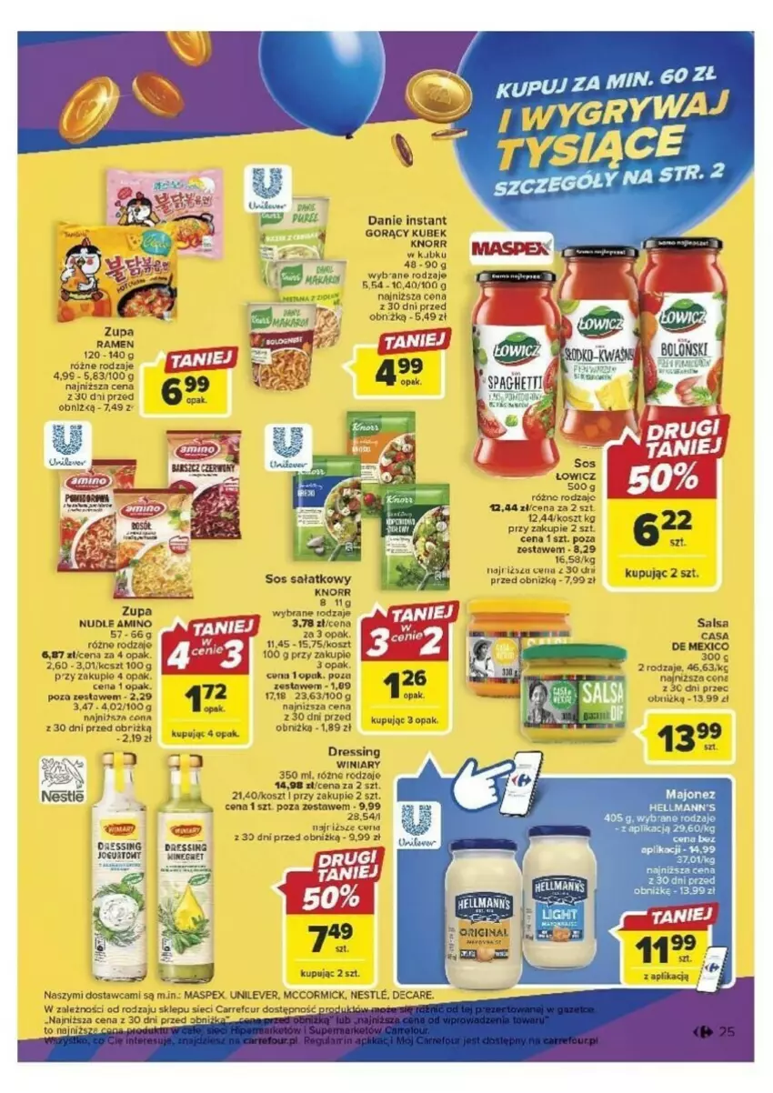 Gazetka promocyjna Carrefour - ważna 26.09 do 30.09.2023 - strona 18 - produkty: Dres, Fa, Gin, Knorr, Kosz, Kubek, Majonez, Por, Sałat, Salsa, Sos, Winiary, Zupa