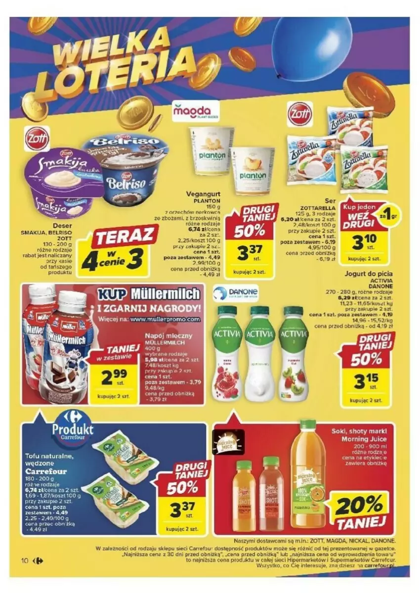 Gazetka promocyjna Carrefour - ważna 26.09 do 30.09.2023 - strona 2 - produkty: Belriso, Danone, Deser, Fa, Jogurt, Kosz, Por, Ser, Smakija, Sok, Vegangurt, Zott, Zottarella