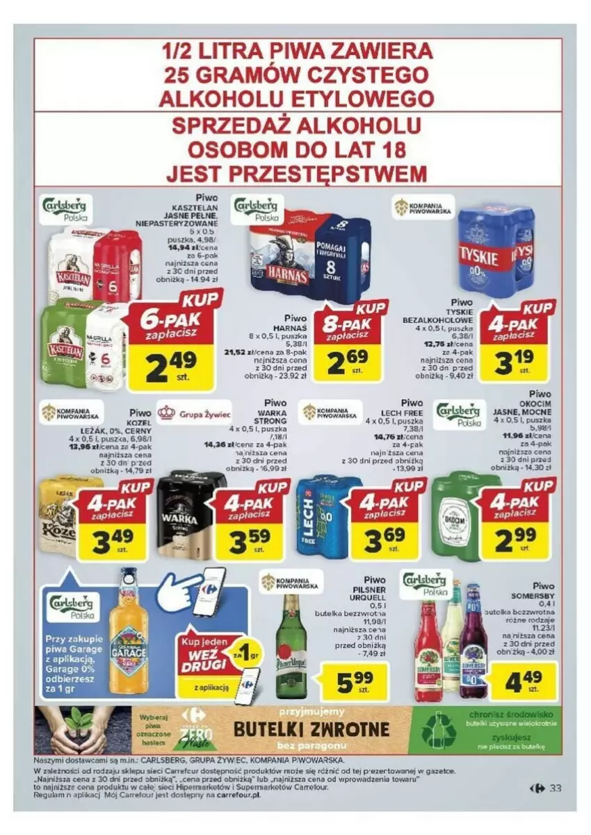 Gazetka promocyjna Carrefour - ważna 26.09 do 30.09.2023 - strona 27 - produkty: Carlsberg, Gra, Kasztelan, Koc, Okocim, Piwa, Piwo, Somersby, Tyskie, Warka