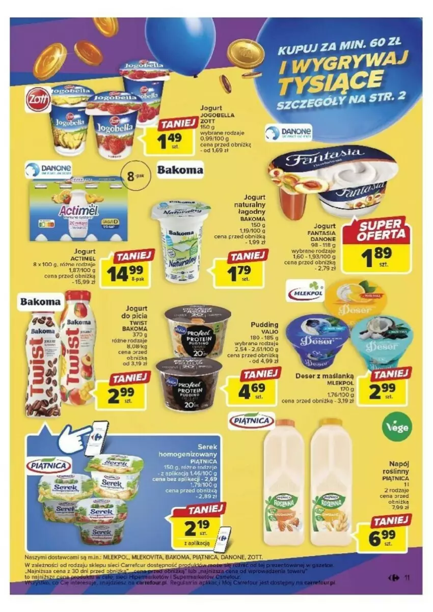 Gazetka promocyjna Carrefour - ważna 26.09 do 30.09.2023 - strona 3 - produkty: Bakoma, Bell, Bella, Danone, Deser, Fa, Fanta, Jogobella, Jogurt, Napój, Piątnica, Ser, Zott