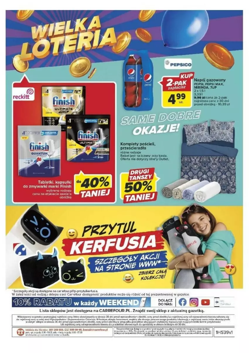 Gazetka promocyjna Carrefour - ważna 26.09 do 30.09.2023 - strona 43 - produkty: 7up, BIC, Fa, Finish, Mirinda, Napój, Napój gazowany, Pepsi, Pepsi max, Pościel, Rum, Ser, Tablet, Zmywarki