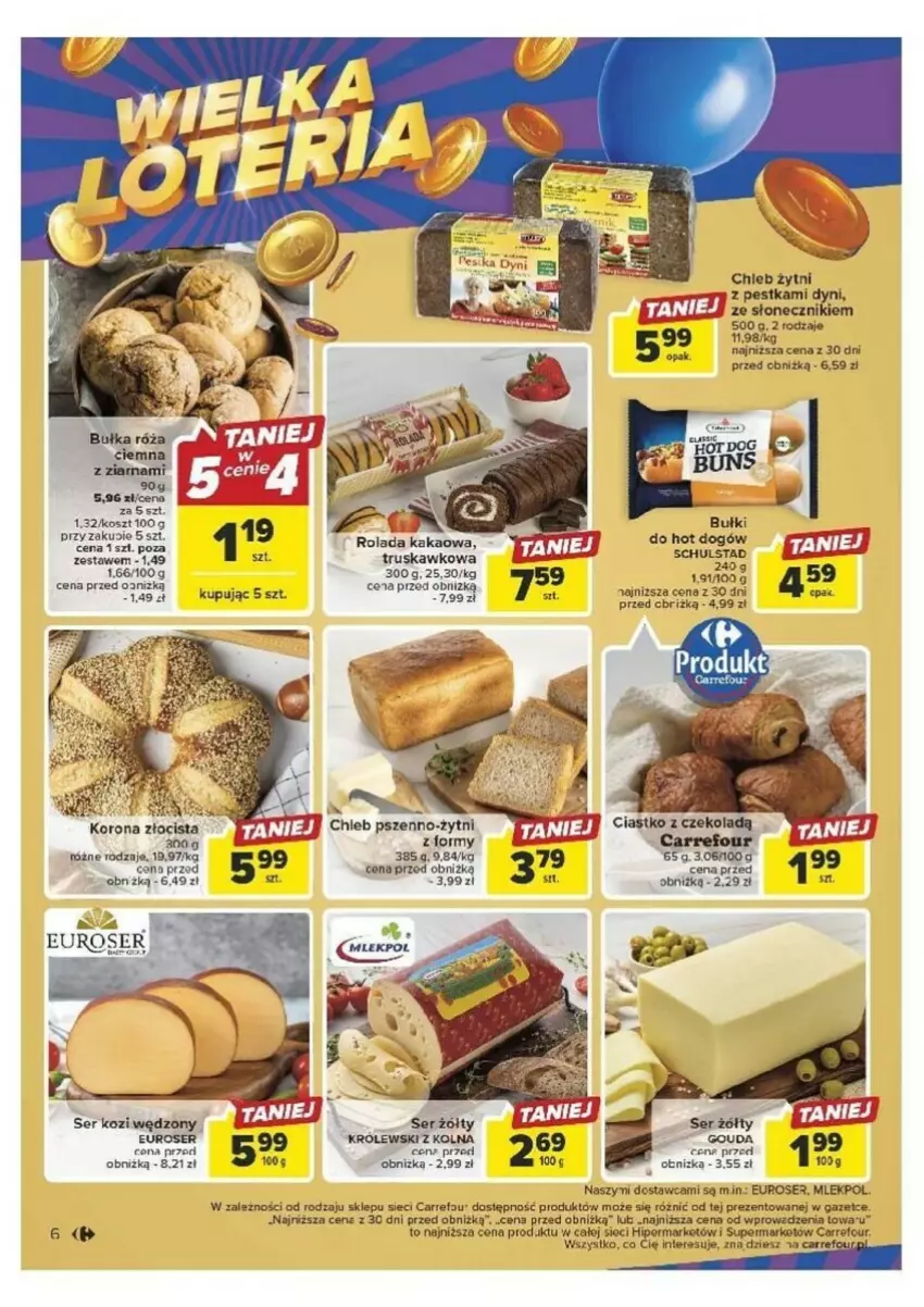 Gazetka promocyjna Carrefour - ważna 26.09 do 30.09.2023 - strona 48 - produkty: Chleb, Fa, Hot dog, Kakao, Kosz, Por, Rolada, Ser