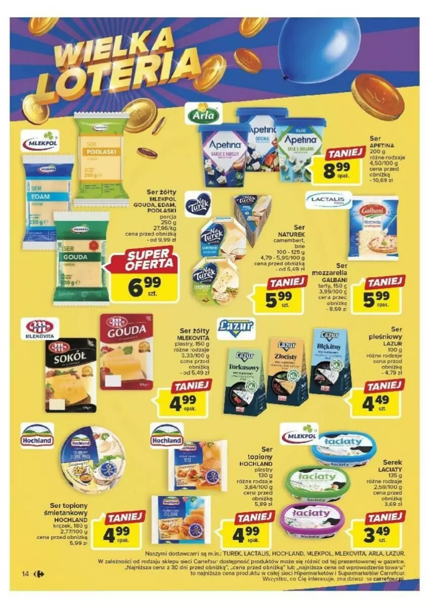 Gazetka promocyjna Carrefour - ważna 26.09 do 30.09.2023 - strona 6 - produkty: Brie, Camembert, Edam, Gouda, Hochland, Lazur, Mleko, Mlekovita, Mozzarella, NaTurek, Podlaski, Por, Ser, Ser topiony, Serek, Top