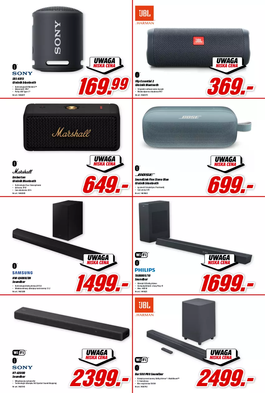 Gazetka promocyjna Media Markt - Gazetka Media Markt - ważna 22.02 do 28.02.2023 - strona 9 - produkty: Głośnik, Głośnik bluetooth, Por, Soundbar, Subwoofer