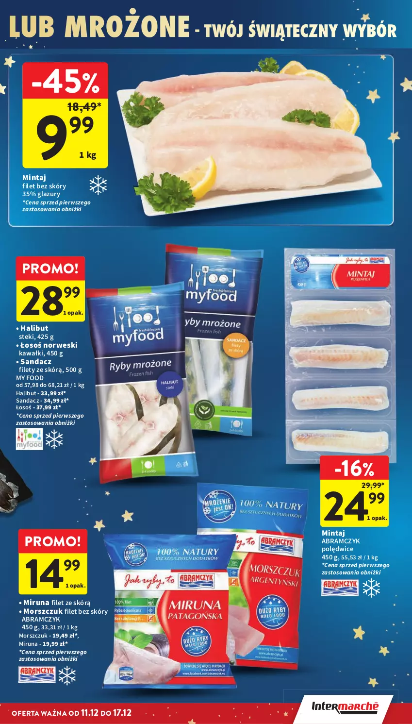 Gazetka promocyjna Intermarche - Gazetka Intermarche - ważna 11.12 do 17.12.2025 - strona 17 - produkty: Halibut, Kawa, Lazur, Mintaj, Miruna, Sandacz, Sandacz filet, Stek