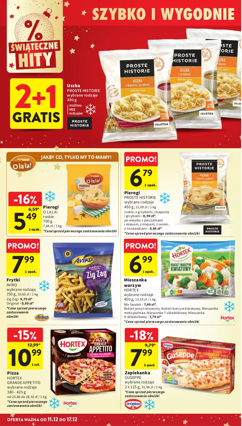 Gazetka promocyjna Intermarche - Gazetka Intermarche - ważna 11.12 do 17.12.2025 - strona 33 - produkty: Bukiet, Bukiet warzyw, Fa, Frytki, Gin, Gra, Hortex, Kapustą, Mieszanka meksykańska, Mieszanka warzyw, Piec, Pieczarka, Pierogi, Pizza, Ser, Zapiekanka