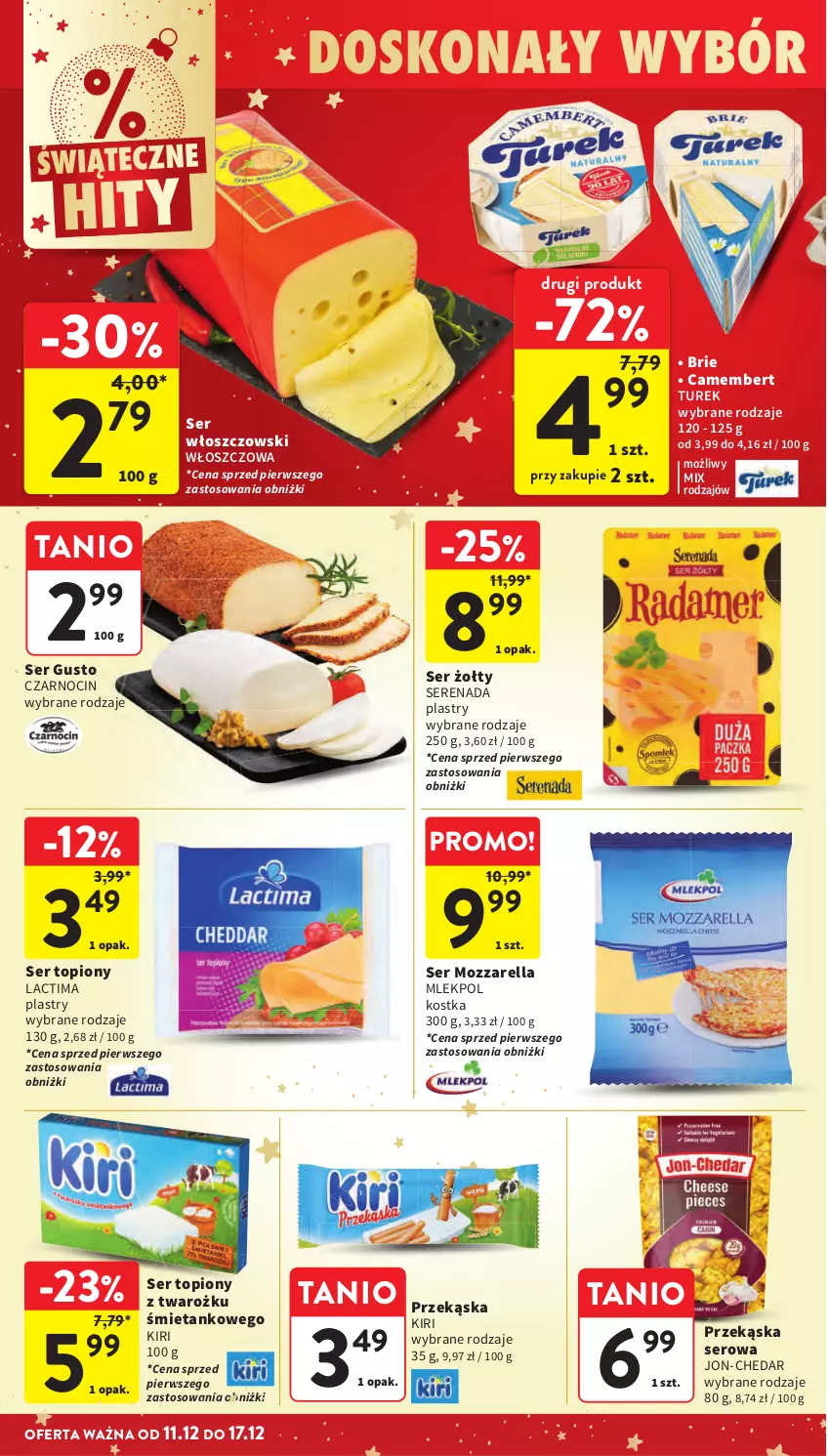 Gazetka promocyjna Intermarche - Gazetka Intermarche - ważna 11.12 do 17.12.2025 - strona 35 - produkty: Brie, Camembert, Mozzarella, Ser, Ser topiony, Top, Włoszczowski