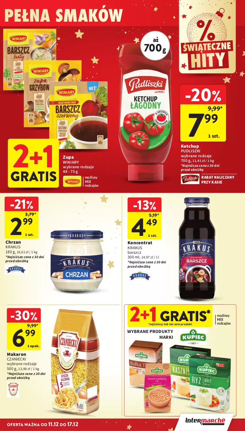 Gazetka promocyjna Intermarche - Gazetka Intermarche - ważna 11.12 do 17.12.2025 - strona 44 - produkty: Chrzan, Gra, Ketchup, Krakus, Makaron, Pudliszki, Winiary, Zupa