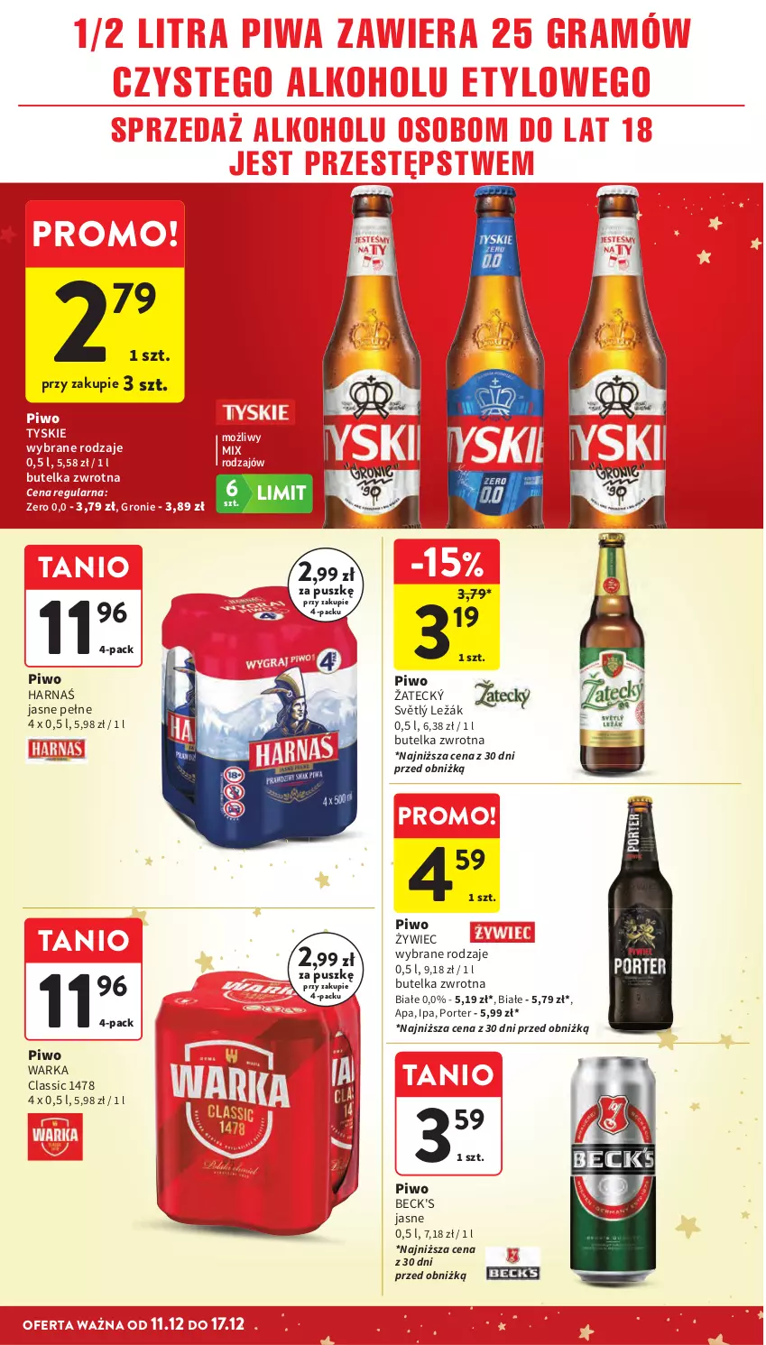 Gazetka promocyjna Intermarche - Gazetka Intermarche - ważna 11.12 do 17.12.2025 - strona 49 - produkty: Gra, Harnaś, Piwa, Piwo, Por, Tyskie, Warka