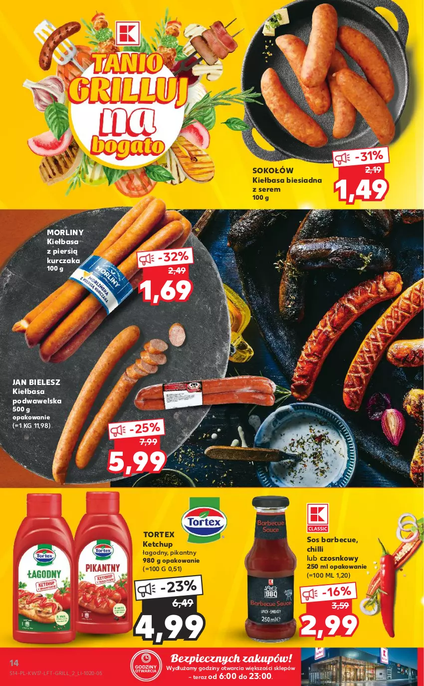 Gazetka promocyjna Kaufland - OFERTA TYGODNIA - ważna 28.04 do 05.05.2021 - strona 14 - produkty: Grill, Ketchup, Kiełbasa, Kiełbasa biesiadna, Kiełbasa podwawelska, Kurczak, Morliny, Piec, Ser, Sok, Sokołów, Sos, Tera, Wawel