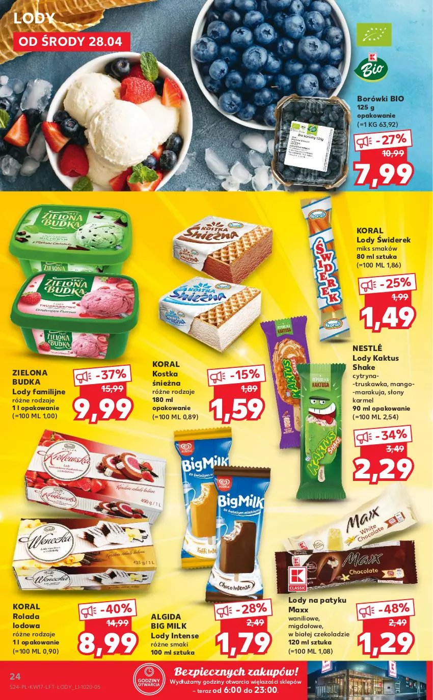 Gazetka promocyjna Kaufland - OFERTA TYGODNIA - ważna 28.04 do 05.05.2021 - strona 24 - produkty: Algida, Big Milk, Fa, Kaktus, LG, Lody, Mango, Nestlé, Piec, Rolada, Tera, Zielona Budka