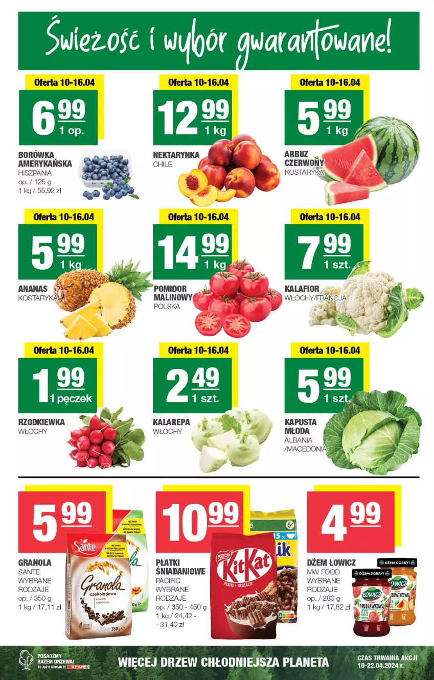 Gazetka promocyjna Spar - Spar - ważna 07.04 do 17.04.2024 - strona 2 - produkty: Ananas, Arbuz, Borówka, Cif, Danio, Dżem, Gra, Granola, Kalafior, LG, Nektar, Nektarynka, Rzodkiewka, Sante