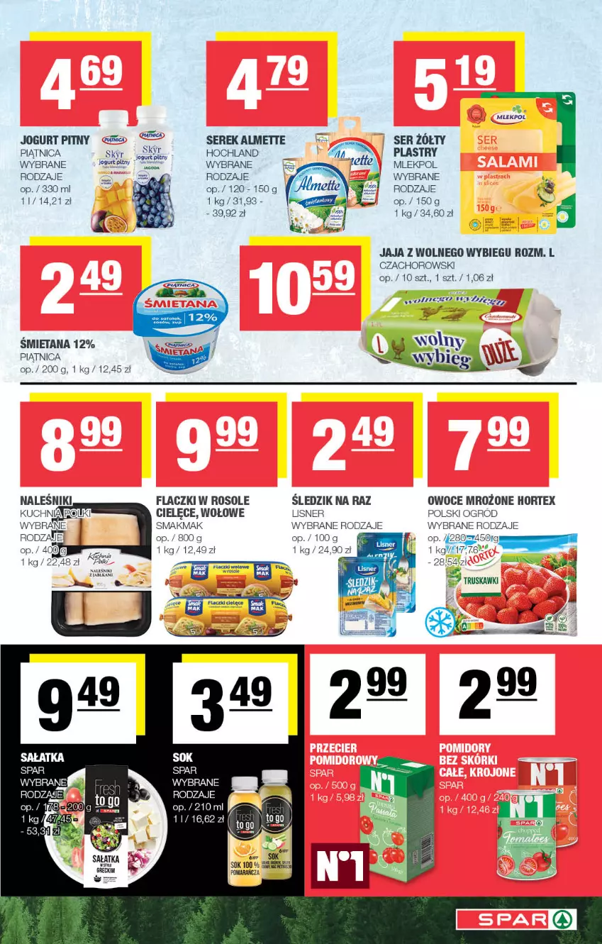 Gazetka promocyjna Spar - Spar - ważna 07.04 do 17.04.2024 - strona 3 - produkty: Almette, Hochland, Hortex, Jaja, Jaja z wolnego wybiegu, Jogurt, Jogurt pitny, Lisner, Naleśniki, Ogród, Owoce, Piątnica, Ser, Serek, Sok