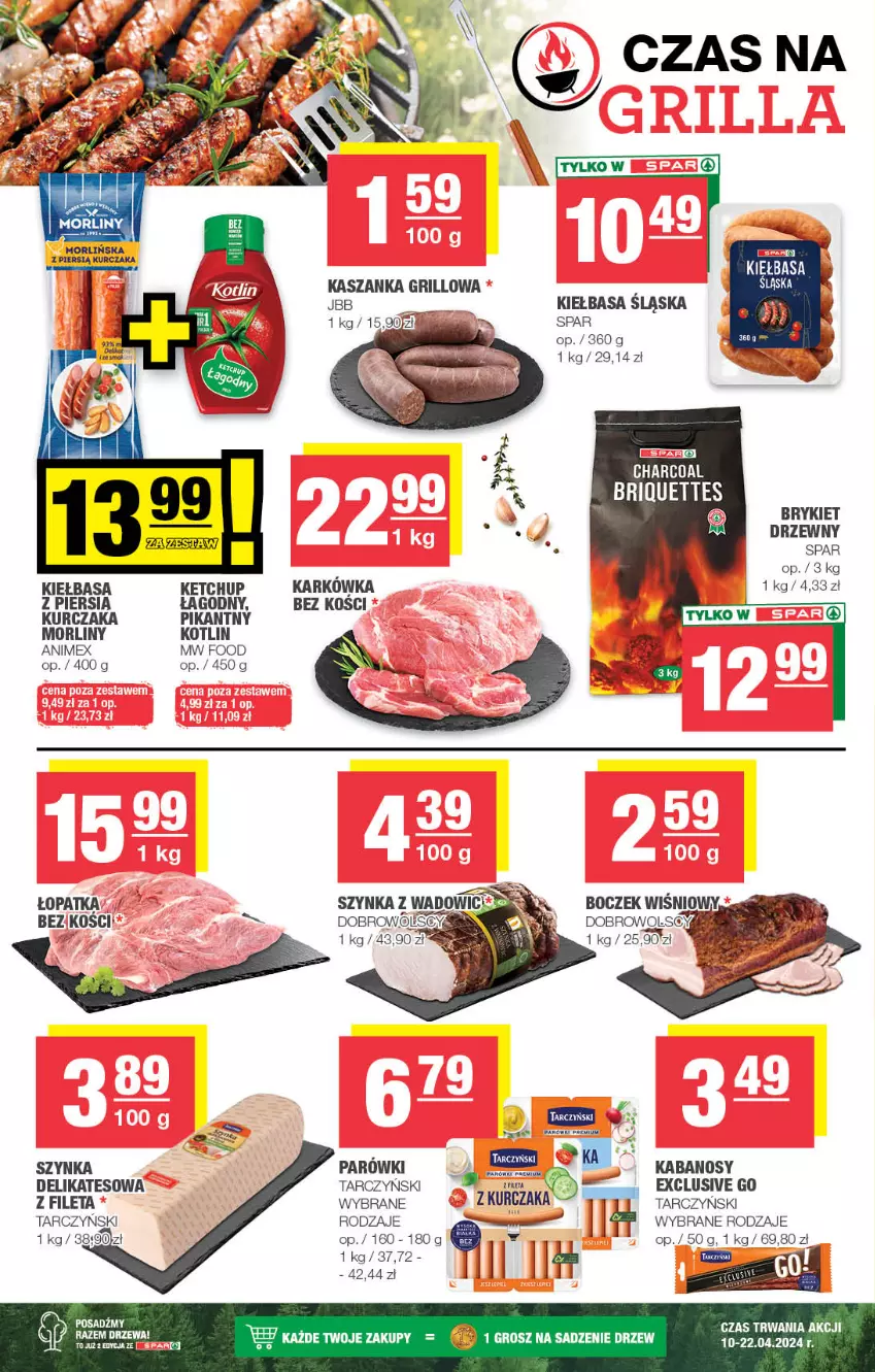 Gazetka promocyjna Spar - Spar - ważna 07.04 do 17.04.2024 - strona 4 - produkty: Goal, Grill, Kabanos, Kasza, Kaszanka, Ketchup, Kiełbasa, Kotlin, Kurczak, Morliny, Szynka, Tarczyński