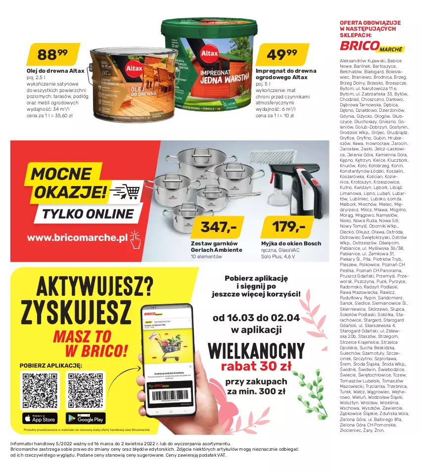 Gazetka promocyjna Bricomarche - Gazetka - ważna 16.03 do 02.04.2022 - strona 24 - produkty: BIC, Bosch, Gry, Kosz, Kujawski, Myjka do okien, Namysłów, Olej, Podlaski, Rama, Sok, Sokół, Sokołów, Sól, Szal, Szprot