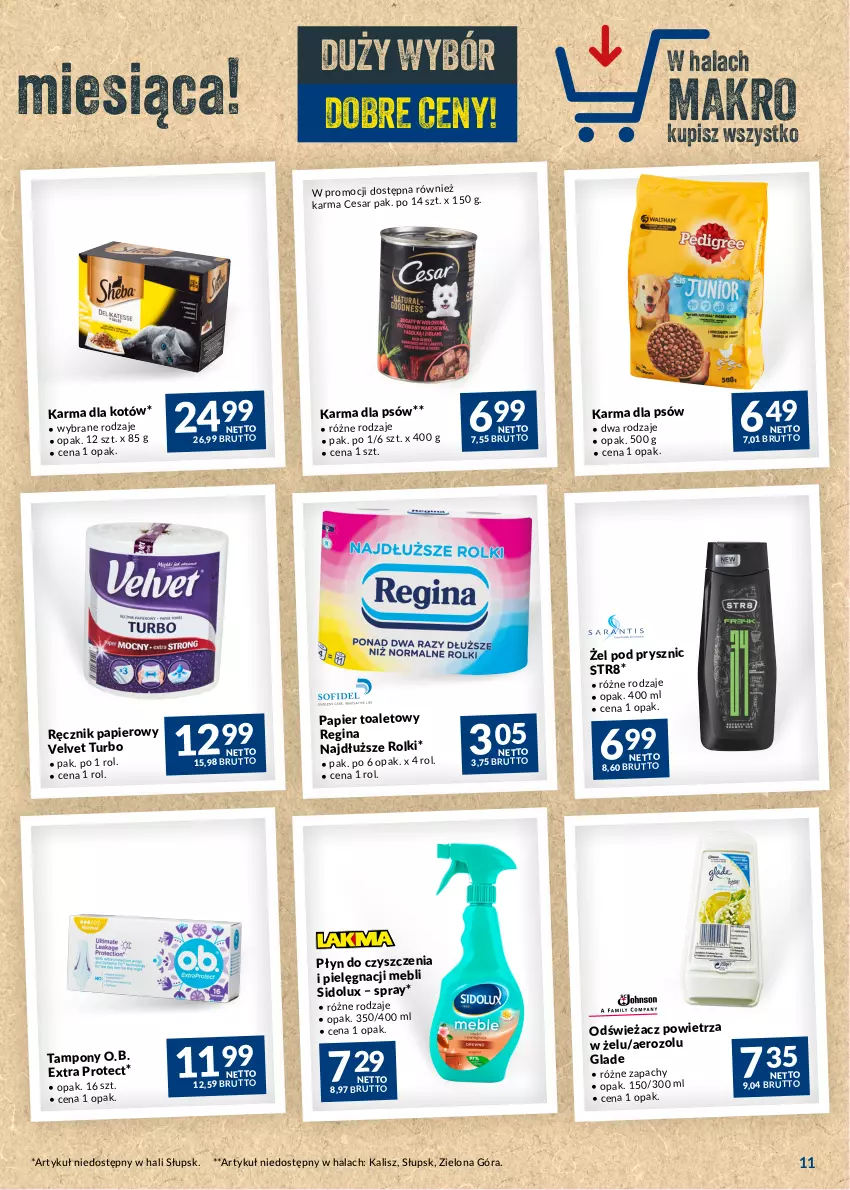 Gazetka promocyjna Makro - Najlepsze oferty - oferta z alkoholem - ważna 04.04 do 30.04.2023 - strona 11 - produkty: Gin, O.B., Odświeżacz powietrza, Papier, Ręcznik, Rolki, Sidolux, Str8, Tampony, Velvet