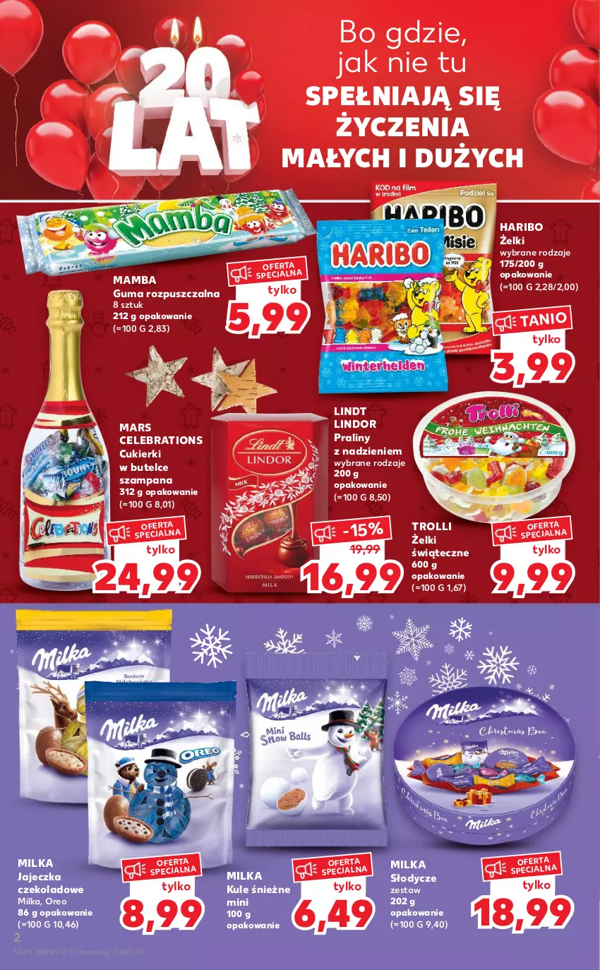 Gazetka promocyjna Kaufland - OFERTA TYGODNIA - ważna 10.11 do 17.11.2021 - strona 2 - produkty: Cukier, Cukierki, Guma rozpuszczalna, Haribo, Lindor, Lindt, Mamba, Mars, Milka, Oreo, Praliny