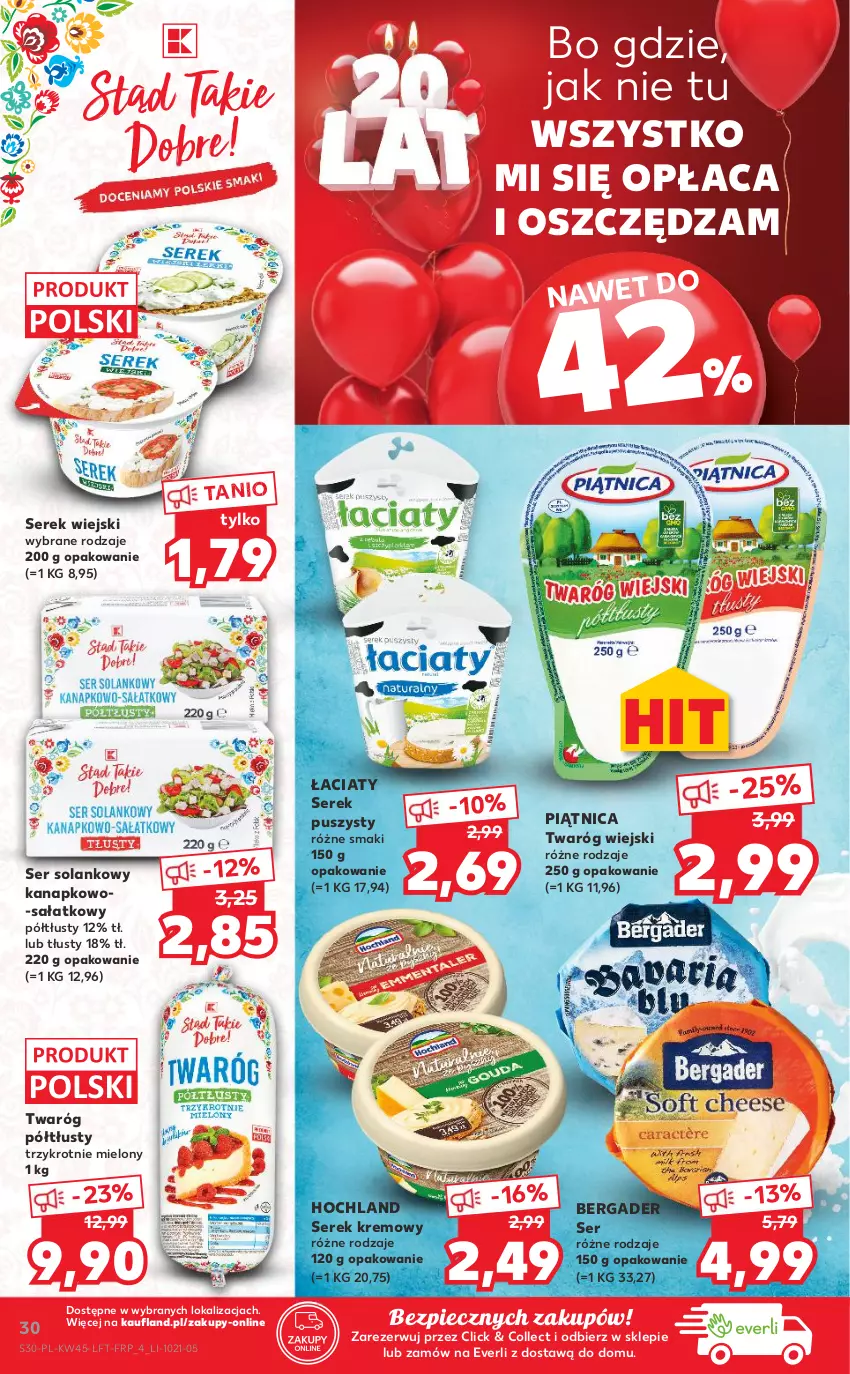 Gazetka promocyjna Kaufland - OFERTA TYGODNIA - ważna 10.11 do 17.11.2021 - strona 30 - produkty: Hochland, Piątnica, Piec, Sałat, Ser, Serek, Serek puszysty, Serek wiejski, Solan, Twaróg, Twaróg półtłusty