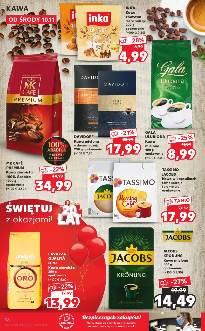 Gazetka promocyjna Kaufland - OFERTA TYGODNIA - ważna 10.11 do 17.11.2021 - strona 36 - produkty: BIC, Davidoff, Gala, Gra, Inka, Jacobs, Jacobs Krönung, Kawa, Kawa mielona, Kawa zbożowa, Kawa ziarnista, Lavazza, Piec, Rama, Tassimo