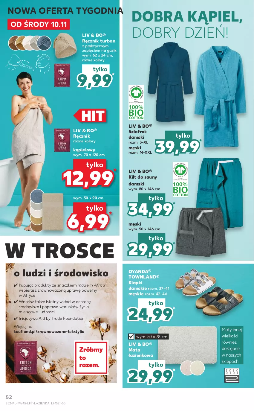 Gazetka promocyjna Kaufland - OFERTA TYGODNIA - ważna 10.11 do 17.11.2021 - strona 52 - produkty: Foundation, Klapki, Mata łazienkowa, Ręcznik, Szlafrok, Wazon