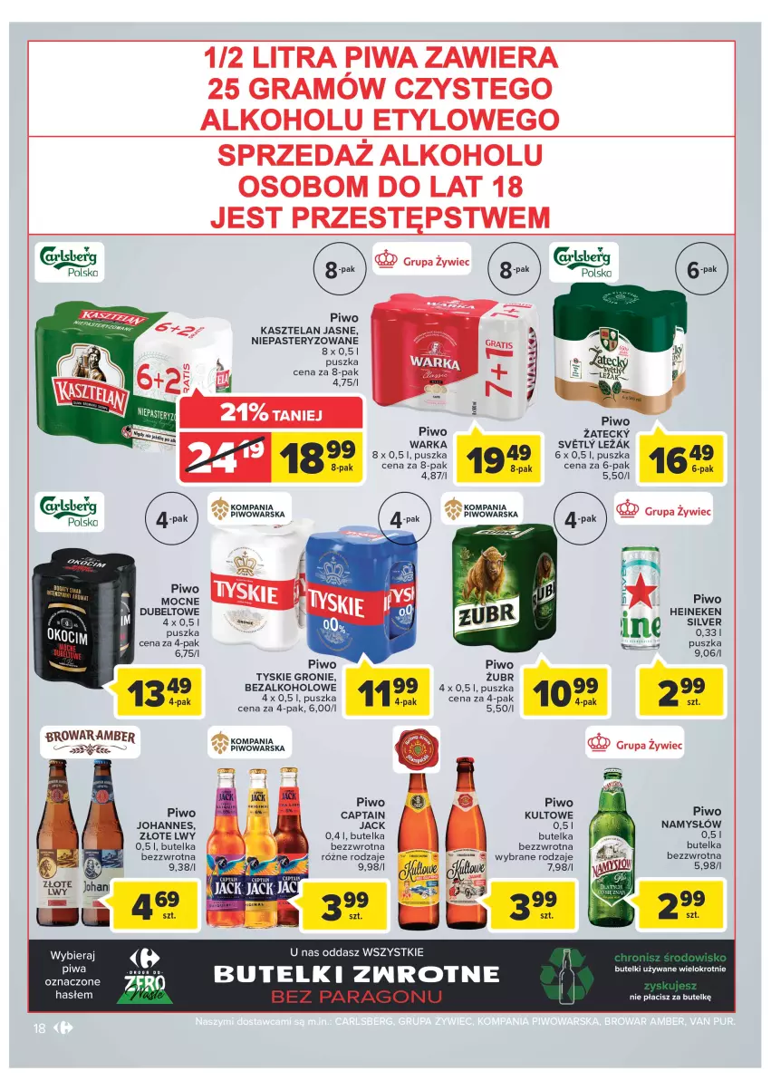 Gazetka promocyjna Carrefour - Gazetka Carrefour Zyskoteka - ważna 05.07 do 16.07.2022 - strona 18 - produkty: Gra, Heineken, Kasztelan, Namysłów, Piwa, Piwo, Tyskie, Warka