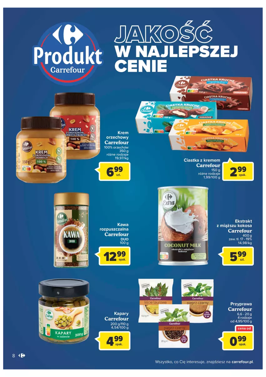 Gazetka promocyjna Carrefour - Gazetka Carrefour Zyskoteka - ważna 05.07 do 16.07.2022 - strona 8 - produkty: Ciastka, Kapary, Kawa, Kawa rozpuszczalna, Kokos, LG, Sok