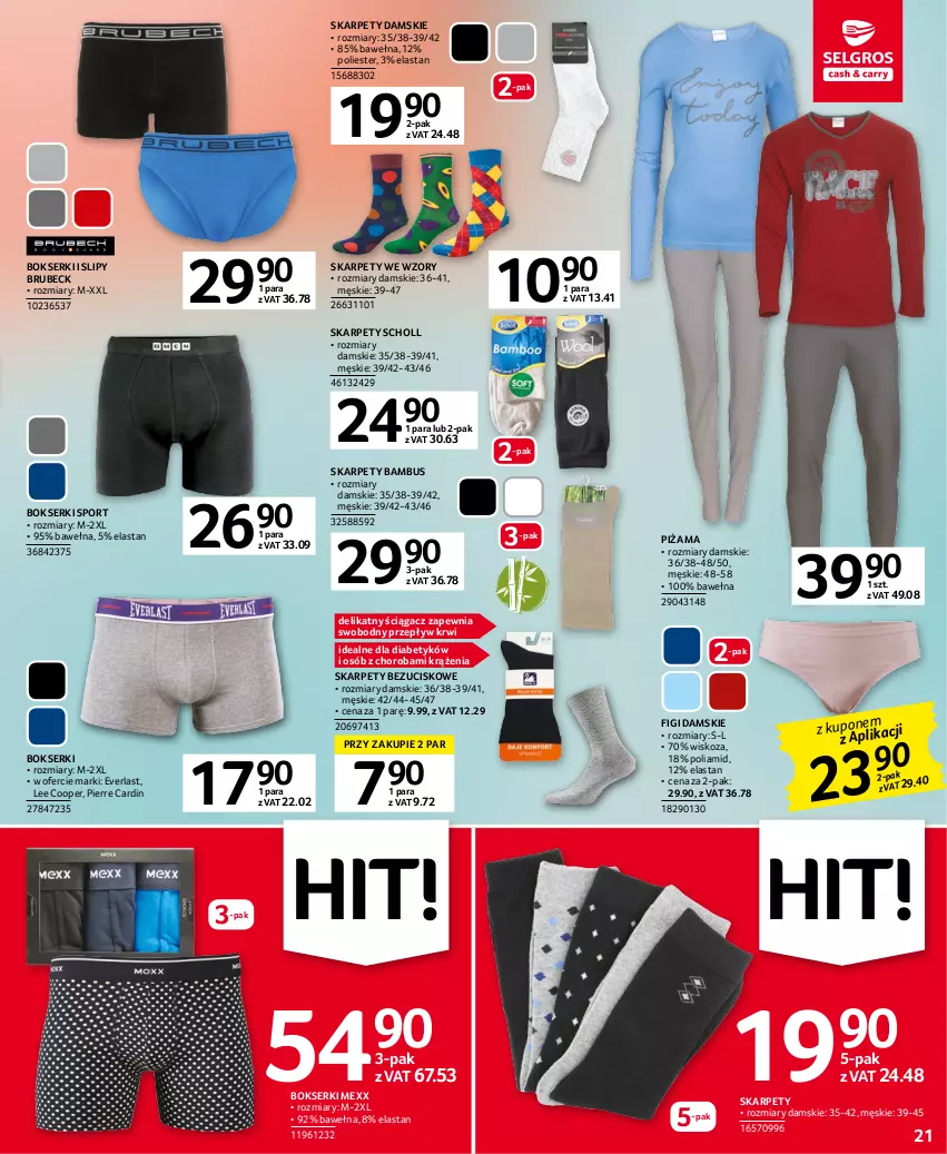 Gazetka promocyjna Selgros - Oferta przemysłowa - ważna 19.01 do 01.02.2023 - strona 21 - produkty: Bokserki, Figi, Karp, Mexx, Pierre Cardin, Piżama, Por, Scholl, Ser, Slipy, Sport, Wełna