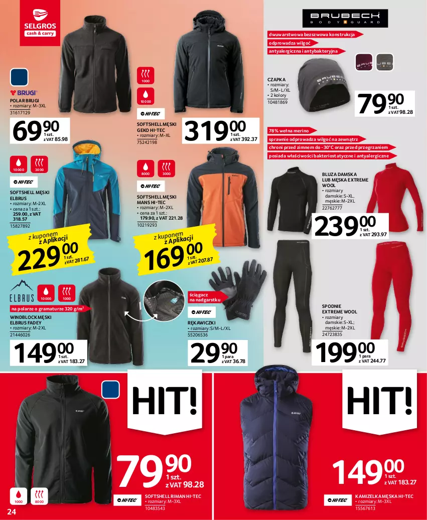 Gazetka promocyjna Selgros - Oferta przemysłowa - ważna 19.01 do 01.02.2023 - strona 24 - produkty: Bluza, Brugi, Czapka, Fa, Gra, Hi-Tec, Kamizelka, LG, Rama, Spodnie, Wełna