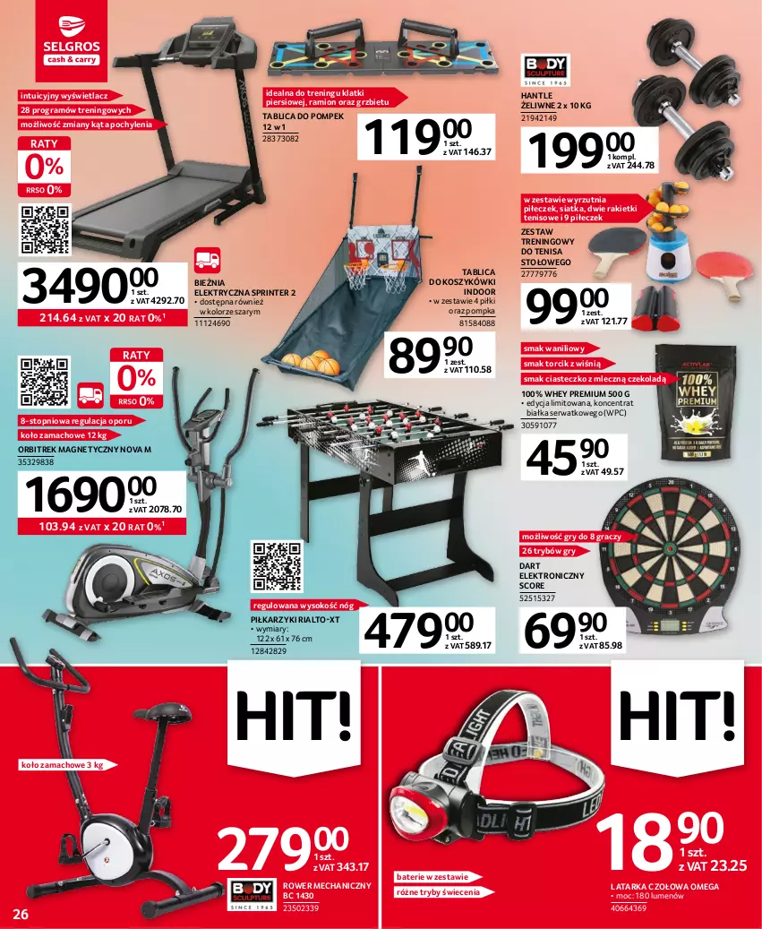 Gazetka promocyjna Selgros - Oferta przemysłowa - ważna 19.01 do 01.02.2023 - strona 26 - produkty: Bieżnia, Dart elektroniczny, Gra, Gry, Kosz, Latarka, Latarka czołowa, Orbit, Orbitrek, Piłkarzyki, Pompka, Por, Rower, Ser, Siatka, Sok, Tarka, Top, Wyrzutnia