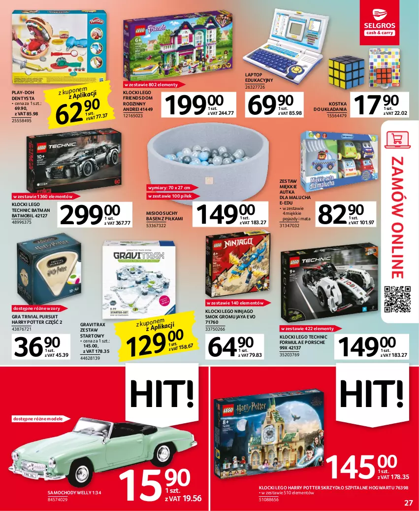 Gazetka promocyjna Selgros - Oferta przemysłowa - ważna 19.01 do 01.02.2023 - strona 27 - produkty: Dentysta, Gra, Gravitrax, Harry Potter, Klocki, LEGO, LEGO Friends, LEGO Harry Potter, LEGO Ninjago, LEGO Technic, Mobil, Play-Doh, Pojazd, Por, Pur, Top