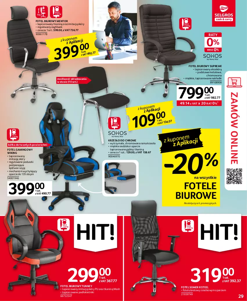 Gazetka promocyjna Selgros - Oferta przemysłowa - ważna 19.01 do 01.02.2023 - strona 29 - produkty: Biuro, Fotel, Fotel gamingowy, Krzesło, Rama, Siedzisko, Top, Zagłówek