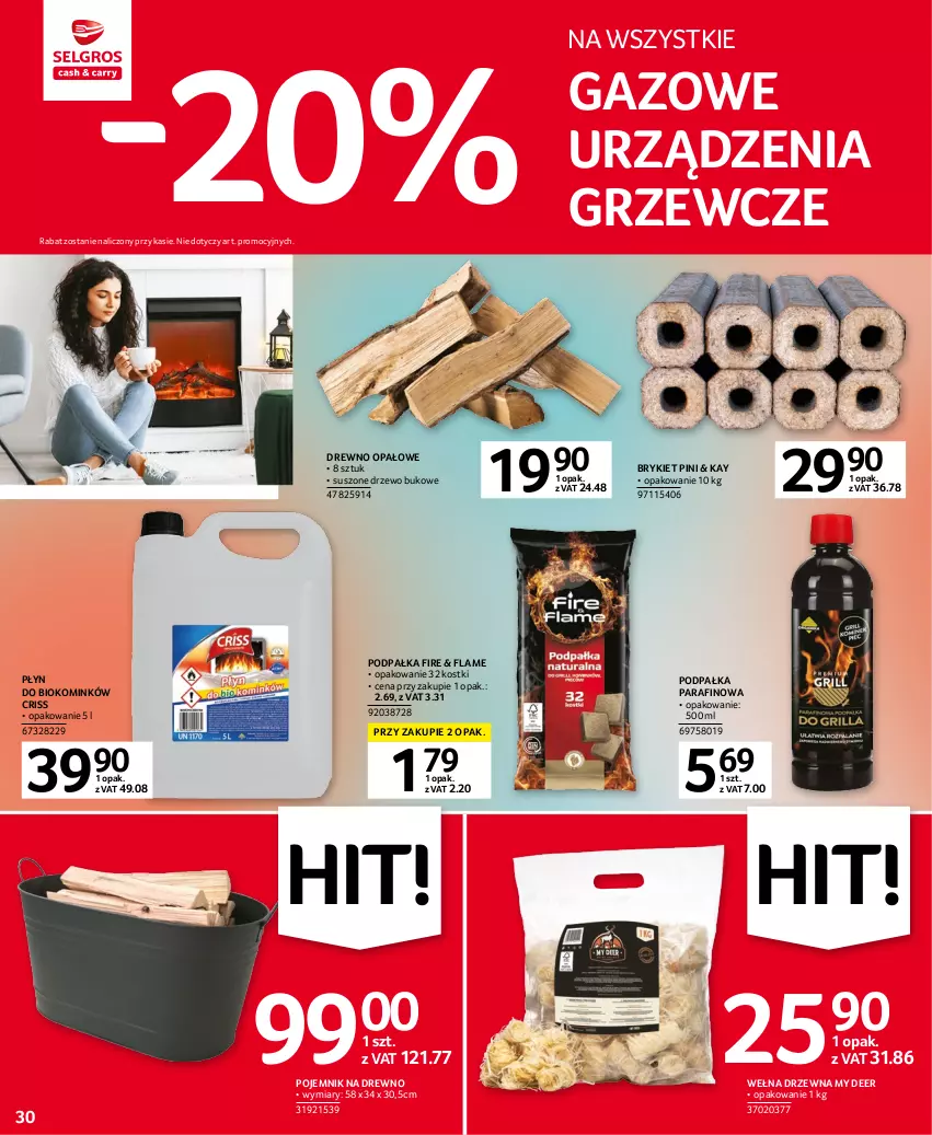 Gazetka promocyjna Selgros - Oferta przemysłowa - ważna 19.01 do 01.02.2023 - strona 30 - produkty: Drewno opałowe, Pojemnik, Wełna