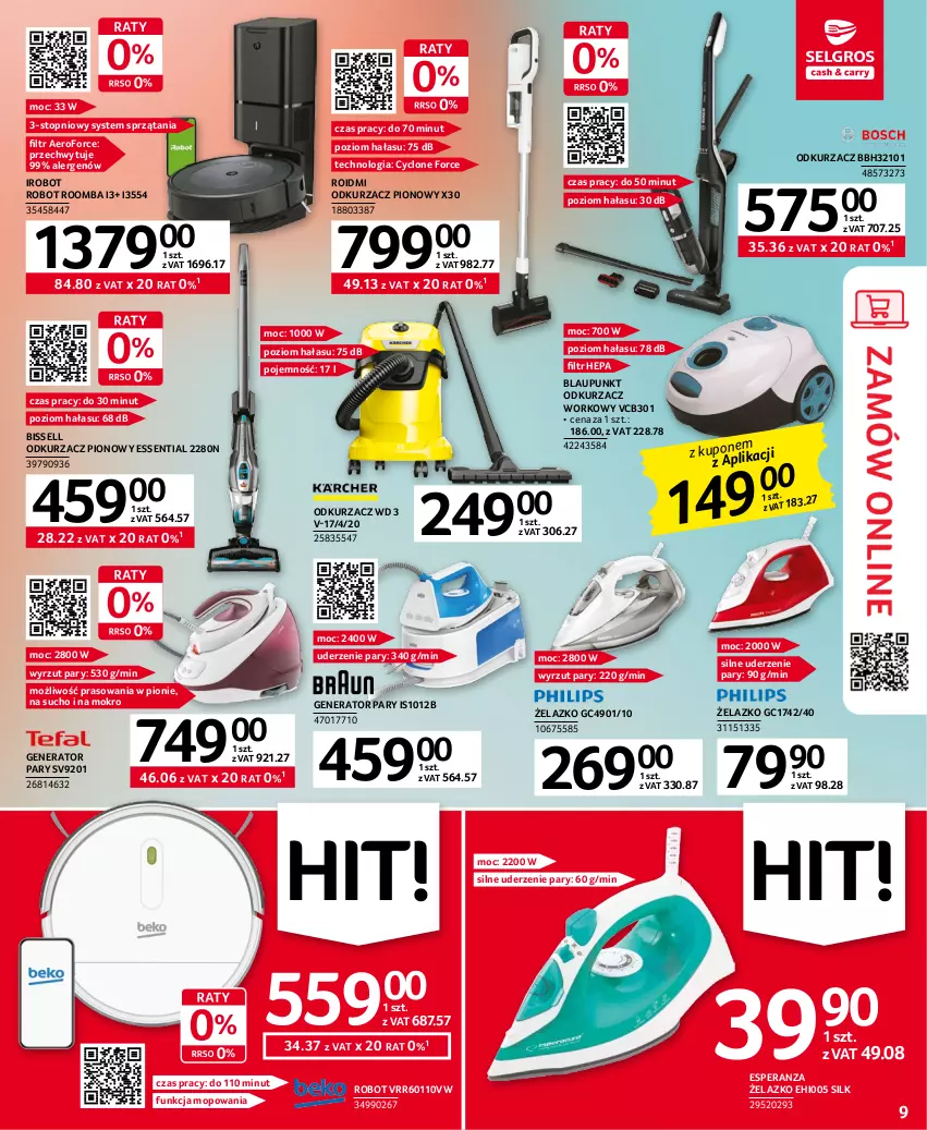 Gazetka promocyjna Selgros - Oferta przemysłowa - ważna 19.01 do 01.02.2023 - strona 9 - produkty: Generator pary, IRobot, Mop, Odkurzacz, Robot, Roomba, Top