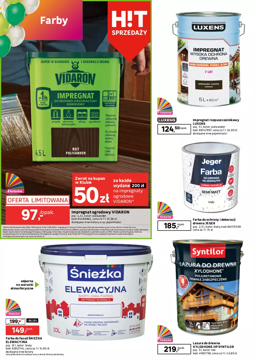 Gazetka promocyjna Leroy Merlin - Gazetka Leroy Merlin - ważna 14.05 do 03.06.2025 - strona 10 - produkty: Emulsja, Fa, Farba lateksowa, Gra, HP, Lazur, Luxens, Olej, Por, Rama, Sport, Telefon, Tran