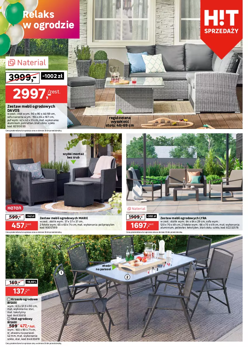 Gazetka promocyjna - Gazetka Leroy Merlin - ważna 14.05 do 03.06.2025 - strona 2 - produkty: Fa, Fotel, Huśtawka, Krzesło, Krzesło ogrodowe, Markiza, Parasol, Puf, Siedzisko, Sofa, Sofa narożna, Sok, Stół, Stolik